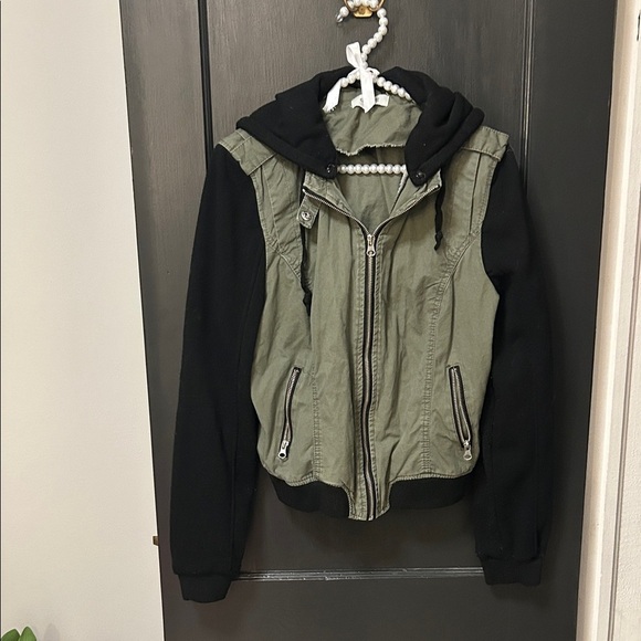 Charlotte Russe Jackets & Blazers - Green and Black Hooded Zipup Jacket
